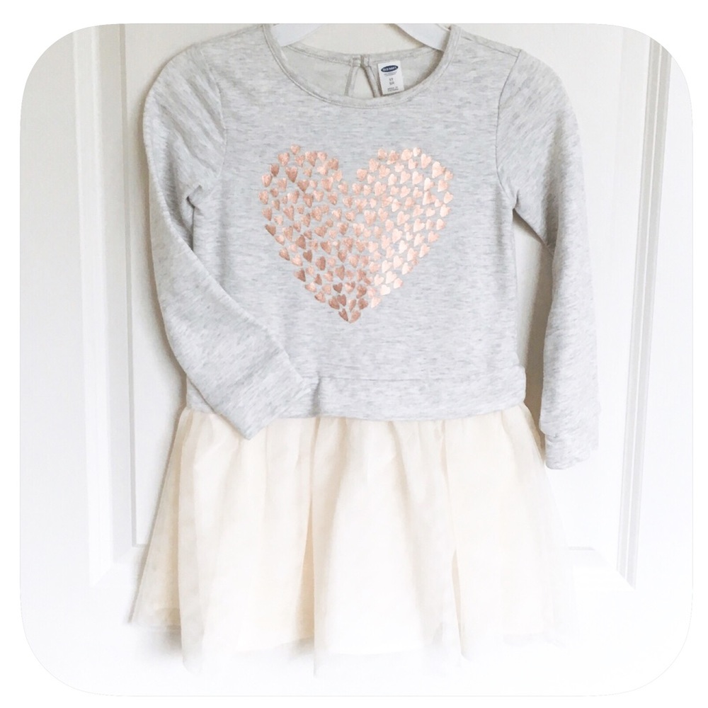 💗Girls Sparkly Heart Long Sleeve Dress